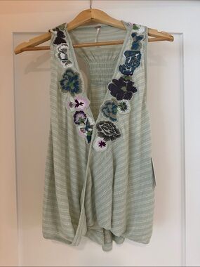 Free people mint embroidered top